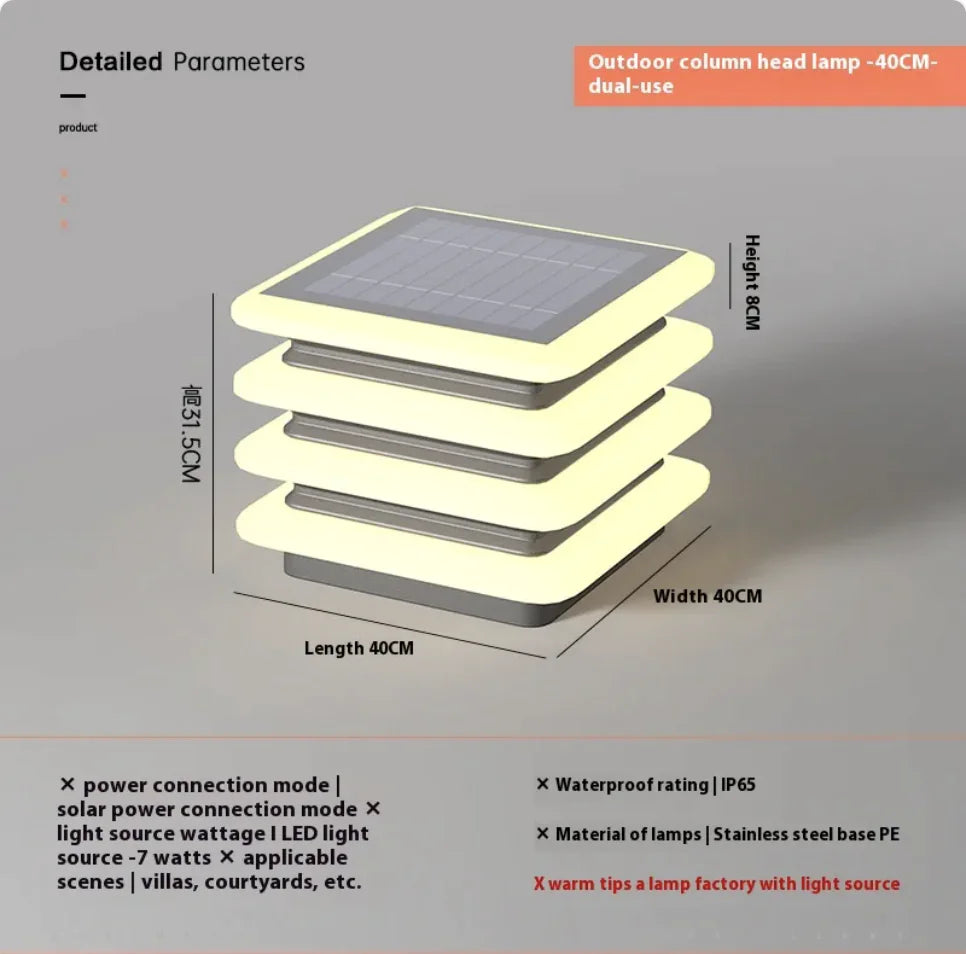 Solar Waterproof Outdoor Wall Pillar Lamp